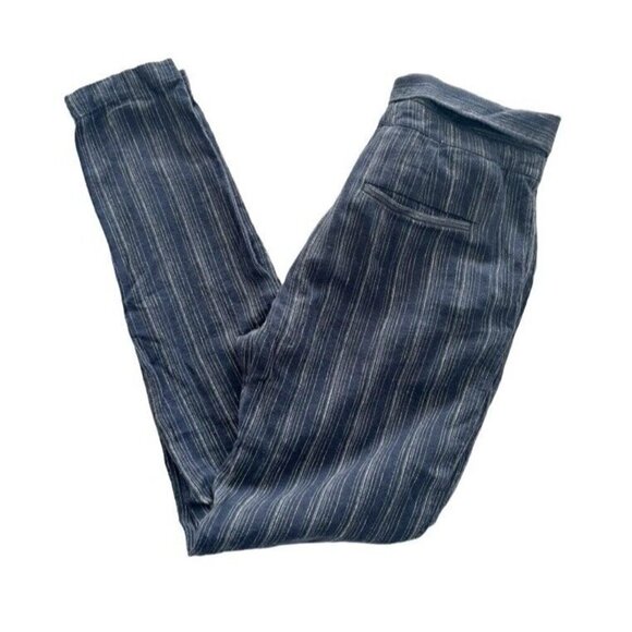 Vince. Womens Sz 0 Blue Gray Striped High Rise Linen Blend Pants - Picture 8 of 8